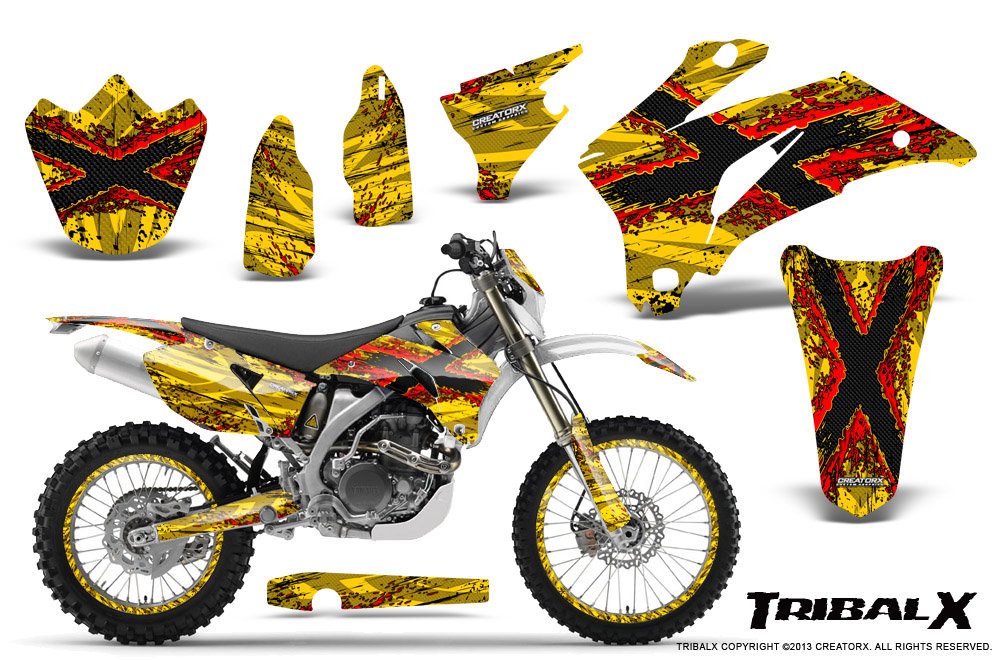 Yamaha WR 250-450 07-10 Graphics Kit TribalX Red Yellow WB NP Rims
